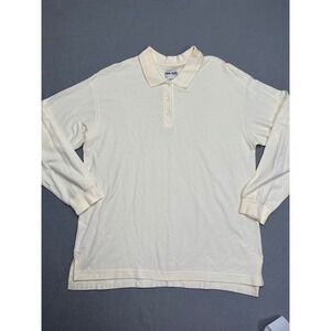 Top-Flite by Spalding Mens XL Long Sleeve Polo Shirt Cream Cotton Pique Golf